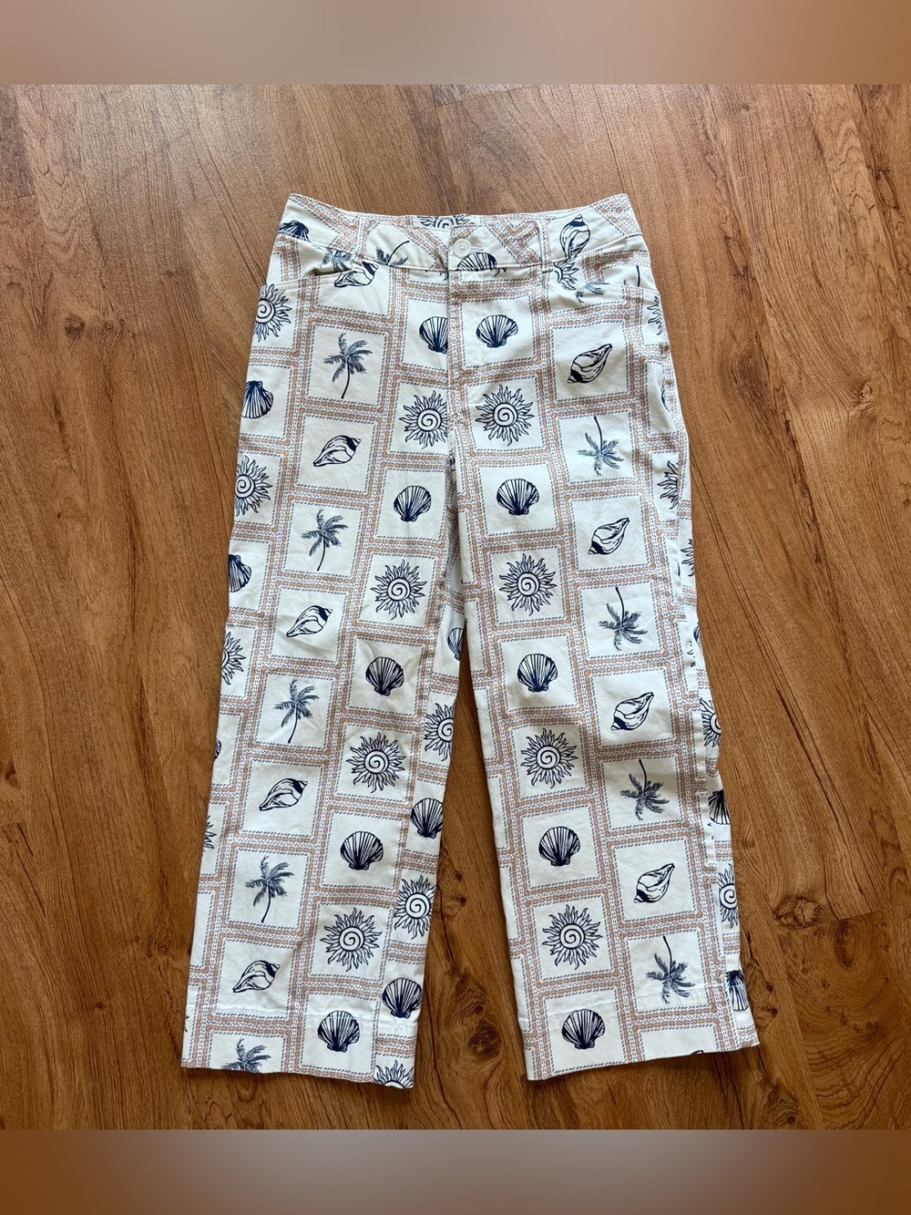 Costal Grandma Beachy Fisherman Cotton Straight Leg Pants Bagatelle Size 12